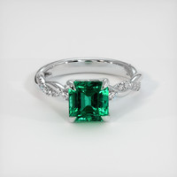 Pave Emerald Ring 1.97 Ct., 18K White Gold Preview