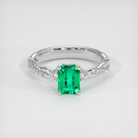 1.00 Ct. Emerald Ring, 18K White Gold 1
