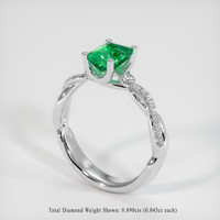 1.00 Ct. Emerald Ring, 18K White Gold 2