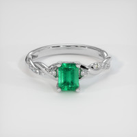 0.67 Ct. Emerald Ring, 18K White Gold 1