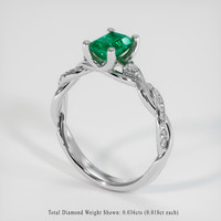 0.67 Ct. Emerald Ring, 18K White Gold 2