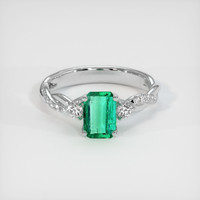 0.91 Ct. Emerald Ring, 18K White Gold 1