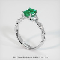 0.91 Ct. Emerald Ring, 18K White Gold 2