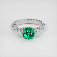 0.92 Ct. Emerald Ring, 18K White Gold 1