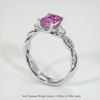 1.26 Ct. Pink Sapphire Ring, 18K White Gold 2