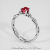 0.72 Ct. Pinkish Red Ruby Ring, 18K White Gold 2