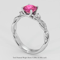 1.23 Ct. Pink Sapphire Ring, 18K White Gold 2