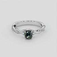 0.92 Ct. Green Sapphire Ring, 18K White Gold 1