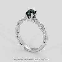 0.92 Ct. Green Sapphire Ring, 18K White Gold 2