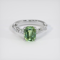 3.02 Ct. Green Sapphire Ring, 18K White Gold 1