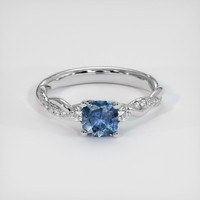 0.99 Ct. Greyish Blue Sapphire Ring, 18K White Gold 1
