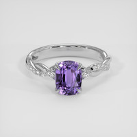 1.76 Ct. Purple Sapphire Ring, 18K White Gold 1