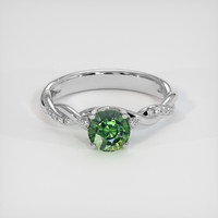 1.10 Ct. Green Sapphire Ring, 18K White Gold 1