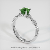 1.10 Ct. Green Sapphire Ring, 18K White Gold 2