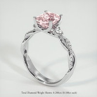3.09 Ct. Peach Sapphire Ring, 18K White Gold 2
