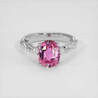 2.50 Ct. Purplish Pink Sapphire Ring, 18K White Gold 1