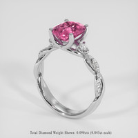 2.50 Ct. Purplish Pink Sapphire Ring, 18K White Gold 2
