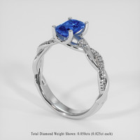 1.08 Ct. Blue Sapphire Ring, 18K White Gold 2