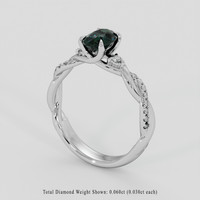 1.10 Ct. Bluish Green Sapphire Ring, 18K White Gold 2