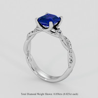 1.73 Ct. Blue Sapphire Ring, 18K White Gold 2