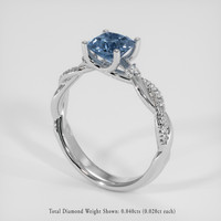 1.56 Ct. Blue Sapphire Ring, 18K White Gold 2