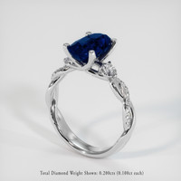 2.42 Ct. Blue Sapphire Ring, 18K White Gold 2