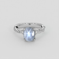 4.72 Ct. Grey Sapphire Ring, 18K White Gold 1