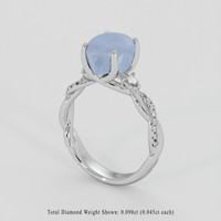 4.72 Ct. Grey Sapphire Ring, 18K White Gold 2