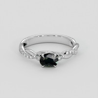 0.74 Ct. Green Sapphire Ring, 18K White Gold 1