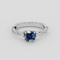 1.01 Ct. Greenish Blue Sapphire Ring, 18K White Gold 1