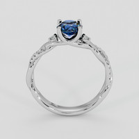 1.01 Ct. Greenish Blue Sapphire Ring, 18K White Gold 3