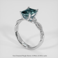 2.69 Ct. Bluish Green Sapphire Ring, 18K White Gold 2
