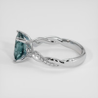 2.69 Ct. Bluish Green Sapphire Ring, 18K White Gold 4