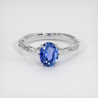 1.24 Ct. Blue Sapphire Ring, 18K White Gold 1