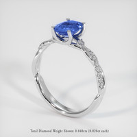 1.24 Ct. Blue Sapphire Ring, 18K White Gold 2