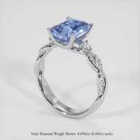 3.03 Ct. Blue Sapphire Ring, 18K White Gold 2