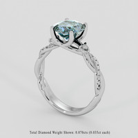 2.30 Ct. Greenish Blue Sapphire Ring, 18K White Gold 2