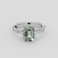 2.95 Ct. Green Sapphire Ring, 18K White Gold 1