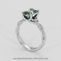 2.95 Ct. Green Sapphire Ring, 18K White Gold 2