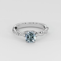 1.23 Ct. Greyish Blue Sapphire Ring, 18K White Gold 1