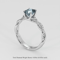 1.23 Ct. Greyish Blue Sapphire Ring, 18K White Gold 2