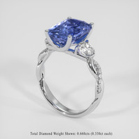 5.12 Ct. Blue Sapphire Ring, 18K White Gold 2