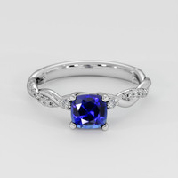 0.76 Ct. Blue Sapphire Ring, 18K White Gold 1