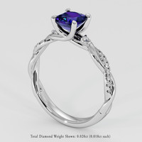 0.76 Ct. Blue Sapphire Ring, 18K White Gold 2