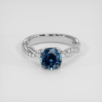 1.80 Ct. Greenish Blue Sapphire Ring, 18K White Gold 1