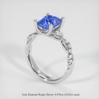 2.91 Ct. Blue Sapphire Ring, 18K White Gold 2