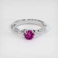0.60 Ct. Purplish Pink Sapphire Ring, 18K White Gold 1