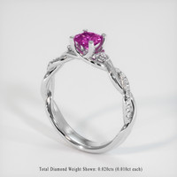 0.60 Ct. Purplish Pink Sapphire Ring, 18K White Gold 2