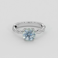 1.83 Ct. Greenish Blue Sapphire Ring, 18K White Gold 1