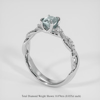 0.52 Ct. Bluish Grey Sapphire Ring, 18K White Gold 2